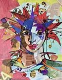 Carnival Girl by Jane Burt, Painting, Collage