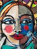 Carnival Girl Collage by Jane Burt, Painting