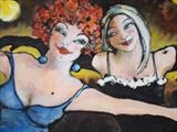 'Dancing Women' (detail) by Jane Burt, Painting, Acrylic on canvas