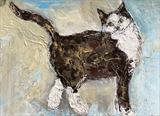 Flirty cat by Jane Burt, Painting, Oil on Board