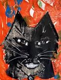 Goose Cat by Jane Burt, Painting, Monotype & Acrylic