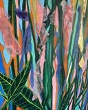 Les Salins à travers les Roseaux by Jane Burt, Painting, Mixed Media on Canvas