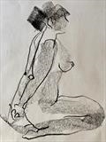 Life study 3 by Jane Burt, Drawing, Charcoal on Paper