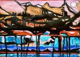 Mountains and Lakes by Jane Burt, Painting, Mixed Media on paper