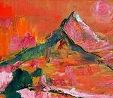 Rose tinted mountains by Jane Burt, Painting, Oil on canvas