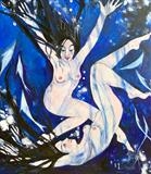 Swimming with Fishes by Jane Burt, Painting, Mixed Media on Canvas