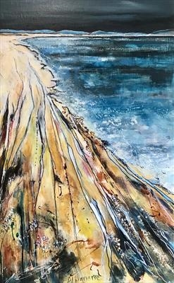 Almanarre Plage by Jane Burt, Painting, Mixed Media on Canvas