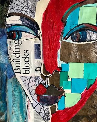 Building Blocks  _ Les Briques de Femmes. by Jane Burt, Painting, Collage