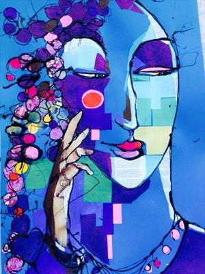 Go to Bed Eyes by Jane Burt, Painting, Collage