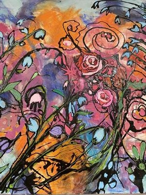 The French Garden. by Jane Burt, Painting, Mixed Media on Canvas
